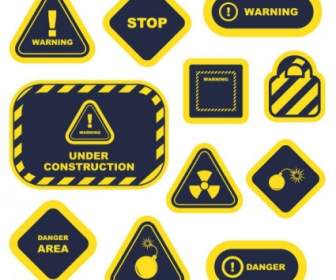 Gelbe Warnung Schildern Und Etiketten-Vektor