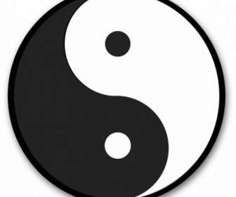 Símbolo De Yin Yang Negro Alrededor De La Etiqueta Engomada