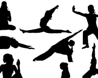 Yoga Silhoutte Vector Poses