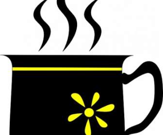 Yuri Black Cup With Yellow Flower Clip Art
