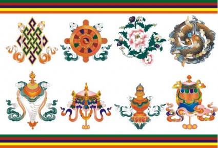 Tybetański pomyślny osiem dziecka parasol złota rybka aquarius Lotos biały koncha szczęście węzeł zwycięstwo budynków kingland