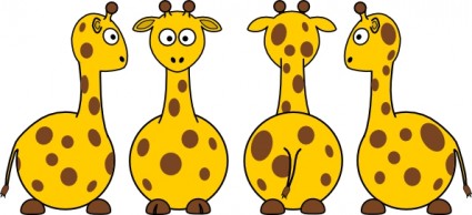 Tobias Cartoon Giraffe Vorderseite Rückseite und Seitenansicht clip art
