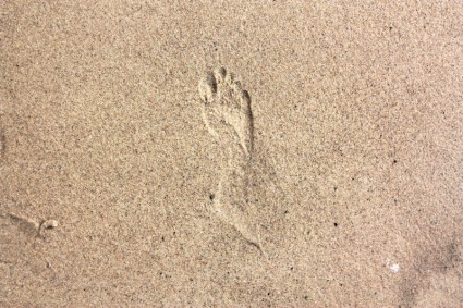 跟蹤足跡的沙子