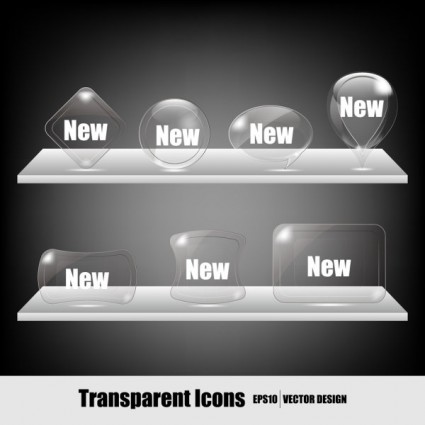 vector de iconos de cristal transparente
