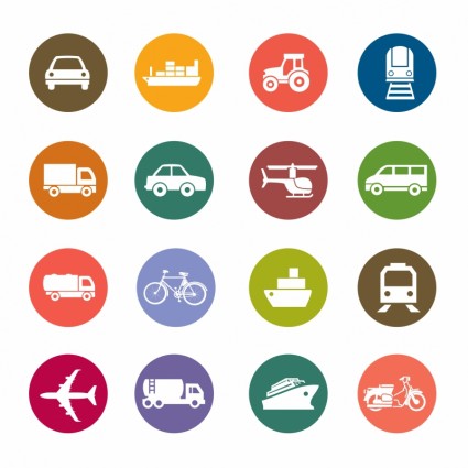 iconos de colores de transporte