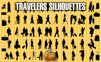 silhouettes คนเดินทาง
