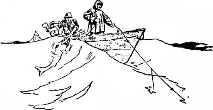 Schleppnetzfischerei aus einem Boot-ClipArt