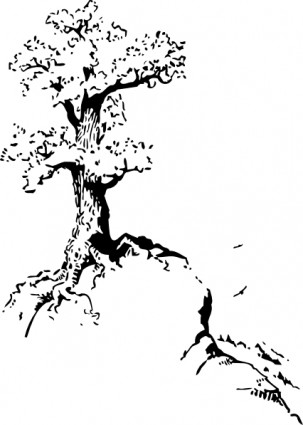 árvore em cima da arte de grampo de colina