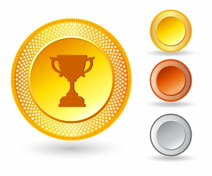 ícone de troféu no botão com a borda metálica