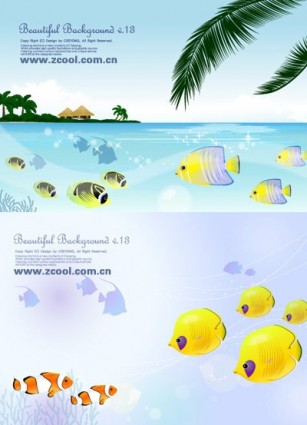 vector de tema de peces tropicales