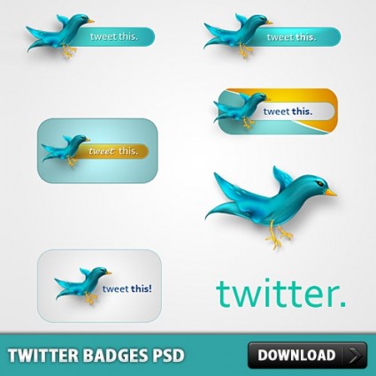 insignias de Twitter psd gratis
