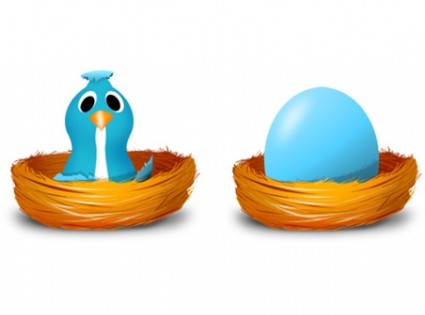 Twitter ovos e aves pacote de ícones ícones