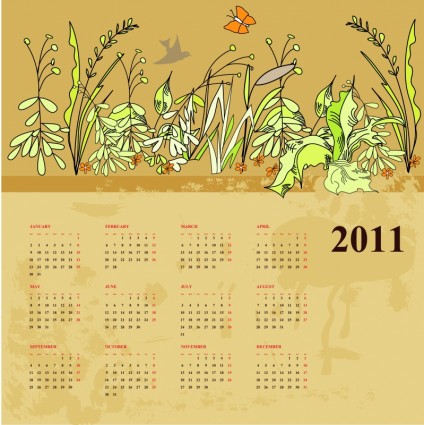 Two Flowers Calendar Vector
