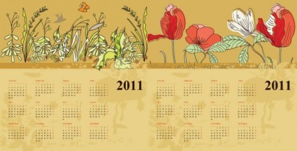 bunga-bunga dua kalender vektor