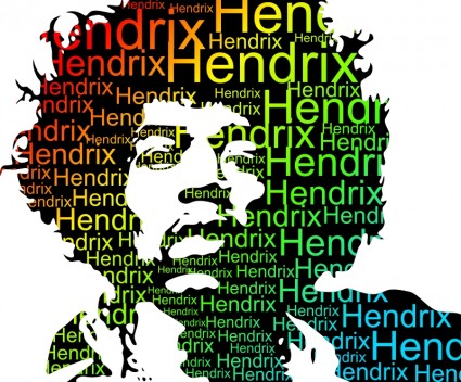 typisierte Farbe Hendrix-Porträt