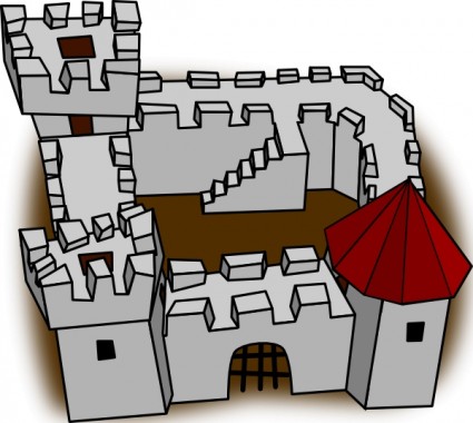 jelek perspektif bebas kartun benteng benteng benteng atau Kastil clip art