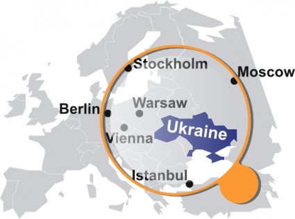 mappa Ucraina sotto ClipArt di lente d'ingrandimento
