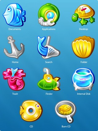 pacote de ícones de ícones subaquática