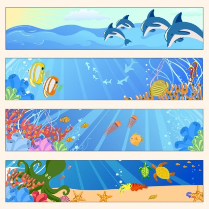 Underwater World Banner Vector