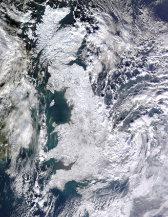 Vista aérea do Reino Unido inverno