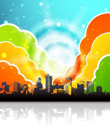 illustrazione vettoriale urbano arcobaleno