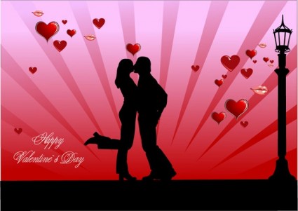 バレンタインの日のカップルのベクトルをキス