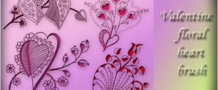 pennelli decorativi floreali di cuore San Valentino