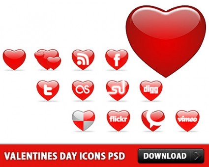 archivo de psd gratis de iconos de día de San Valentín