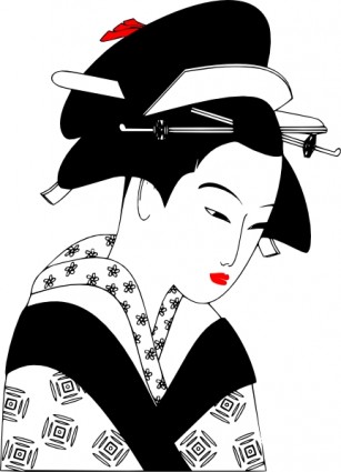 valessiobrito Japon femme noir et blanc clipart
