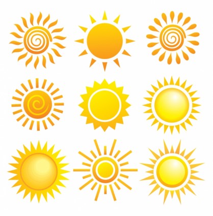 berbagai pola bunga matahari ikon vektor
