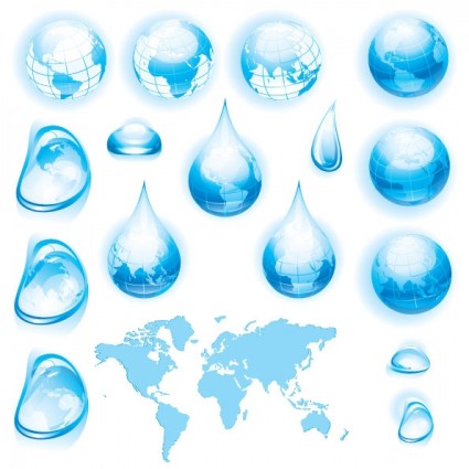 Vielzahl von Wasser Tröpfchen Wasser Tröpfchen Erde Vektor