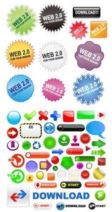 Variety Of Web20 Button Icon Vector