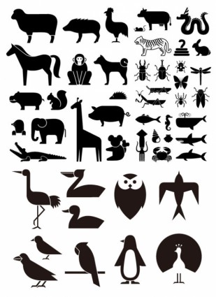 berbagai elemen vektor silhouette hewan siluet elemen