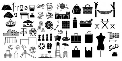 Various Elements Of Vector Silhouette Recreation Elements