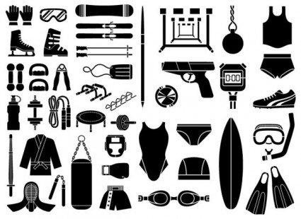Various Elements Of Vector Silhouette Sports Equipment Equipment Elements