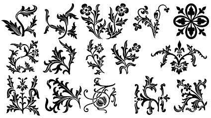 各种类型的精致 europeanstyle 花边花纹矢量