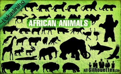Vektor-afrikanische Tiere Silhouetten
