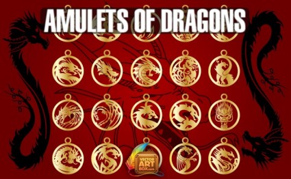 vettore amuleti di draghi