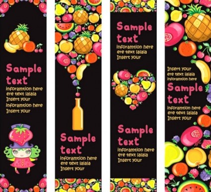 vektor latar belakang berwarna-warni buah-buahan dan bahan banner