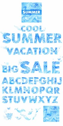 向量藍色夏季字母