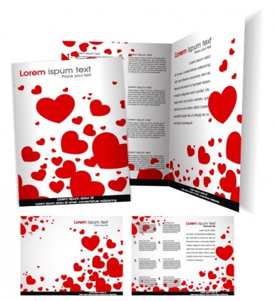 vektor template brosur dengan jantung cinta