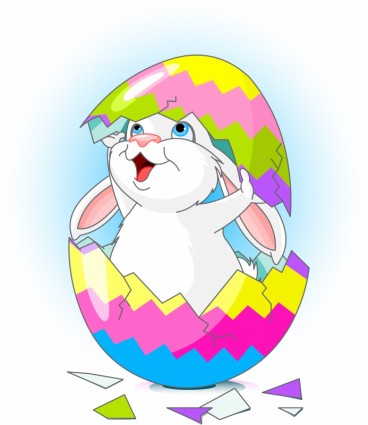 chú thỏ phim hoạt hình véc tơ với trứng