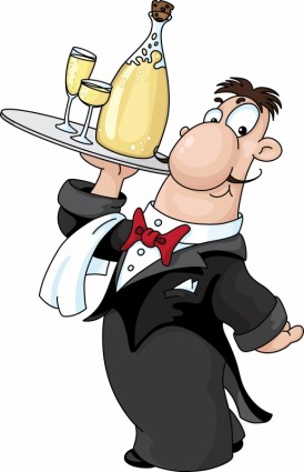 Vector Cartoon Chef And Waiters