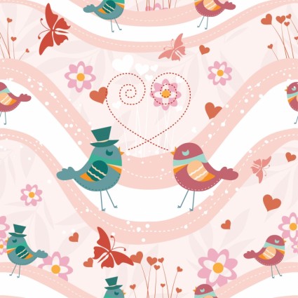 vettore cartone animato carino amore uccelli