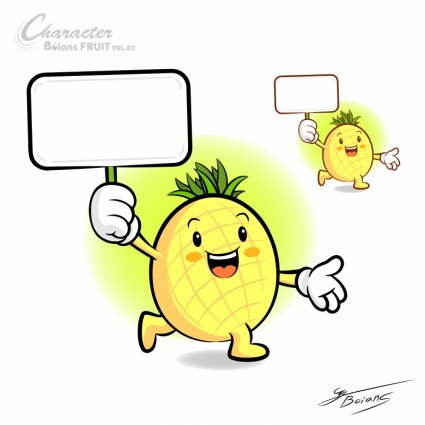 vecteur caricature ananas fruits