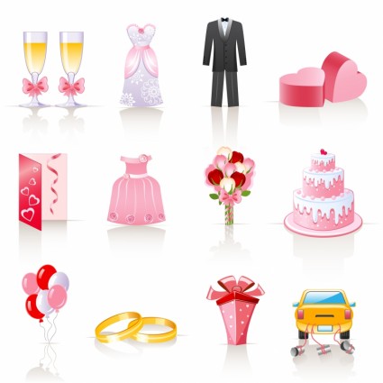 ベクトル漫画ピンクの結婚式の宝石類