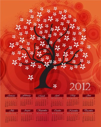 vektor kartun pohon kalender
