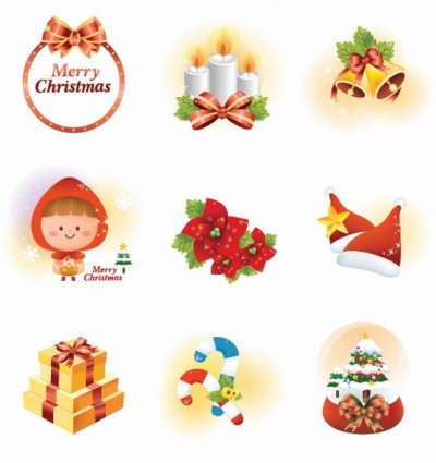 векторные рождественские икона set