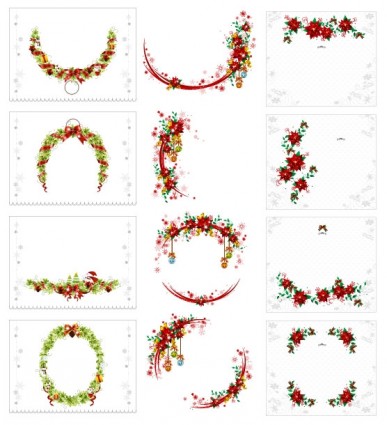 vektor Natal karangan bunga koleksi