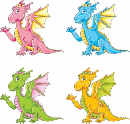 Vektor farbigen Cartoon niedlich kleine Dinosaurier